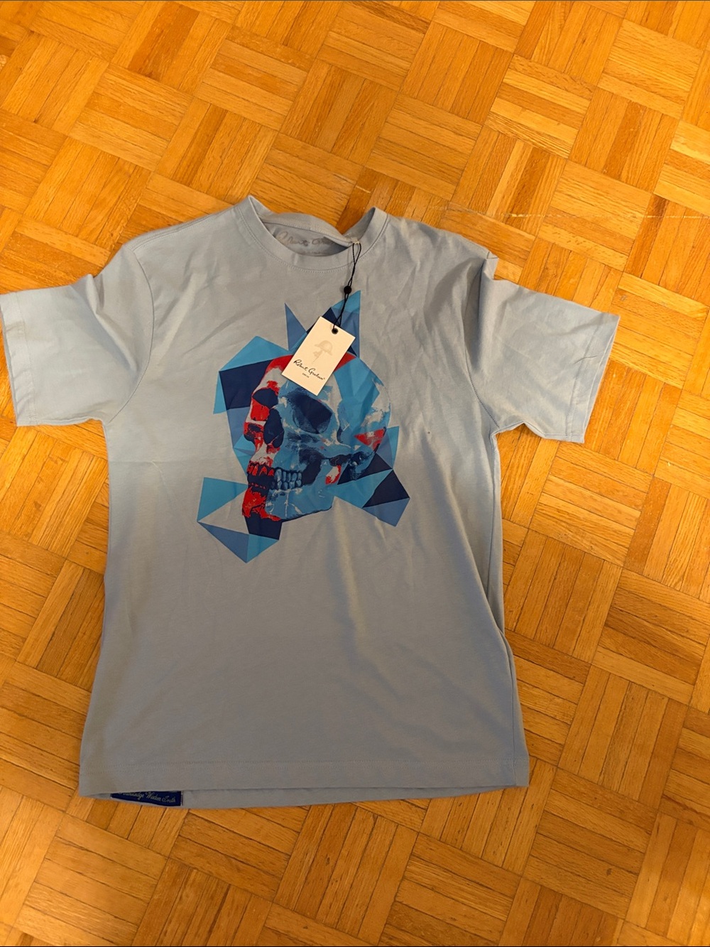 Robert Graham Light Blue Graphic Skull T‑Shirt